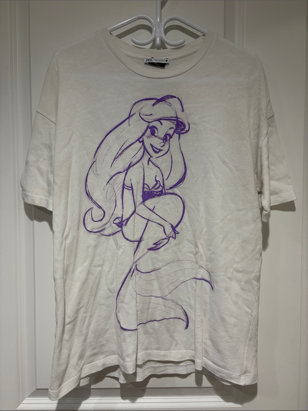 Disney x Zara Cream Tee with Purple Graphic